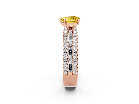 Rose gold Heart Cut Yellow Sapphire Solitaire Ring with Pavé and Channel Set Band_26