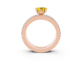 Rose gold Heart Cut Yellow Sapphire Solitaire Ring with Pavé and Channel Set Band_27
