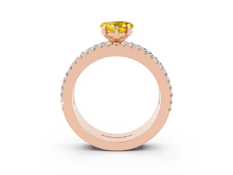 Rose gold Heart Cut Yellow Sapphire Solitaire Ring with Pavé and Channel Set Band_27