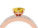Rose gold Heart Cut Yellow Sapphire Solitaire Ring with Pavé and Channel Set Band_28
