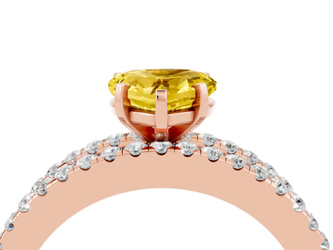 Rose gold Heart Cut Yellow Sapphire Solitaire Ring with Pavé and Channel Set Band_28