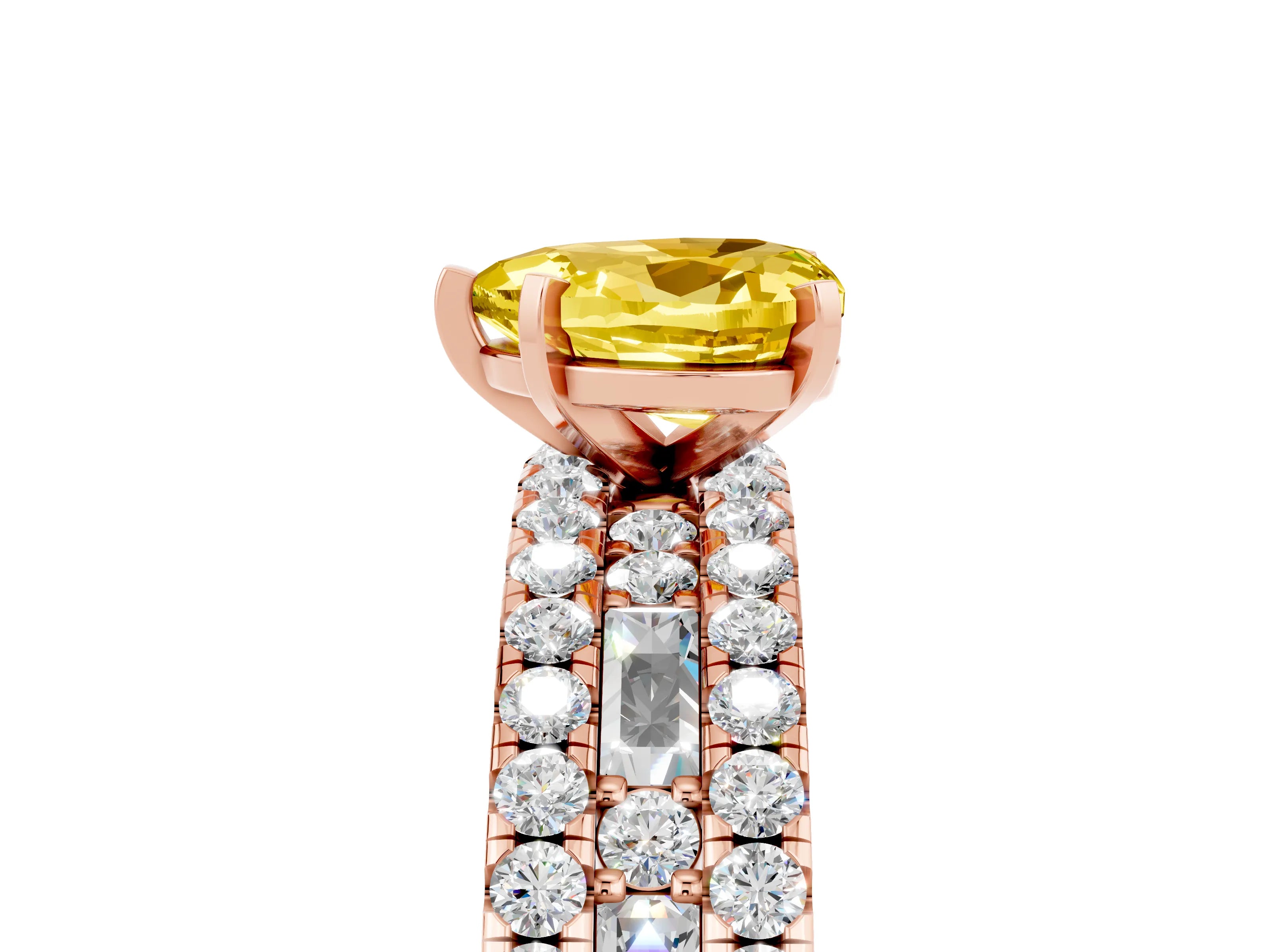 Rose gold Heart Cut Yellow Sapphire Solitaire Ring with Pavé and Channel Set Band_29