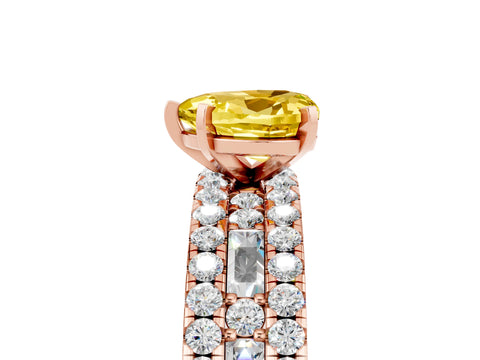 Rose gold Heart Cut Yellow Sapphire Solitaire Ring with Pavé and Channel Set Band_29