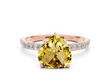 Rose gold Heart Cut Yellow Sapphire Solitaire Ring with Pave Band and Four Prong Setting_48