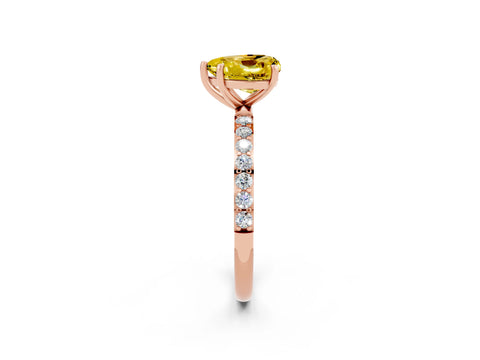 Rose gold Heart Cut Yellow Sapphire Solitaire Ring with Pave Band and Four Prong Setting_50