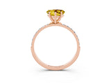 Rose gold Heart Cut Yellow Sapphire Solitaire Ring with Pave Band and Four Prong Setting_51