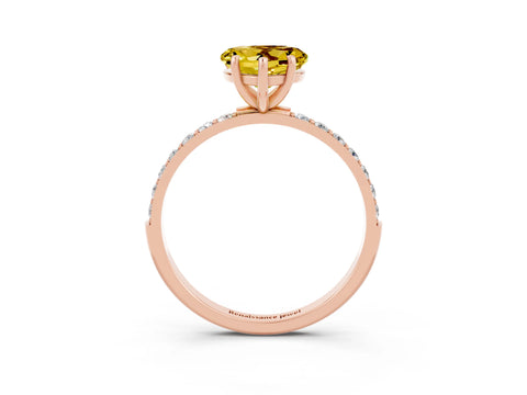 Rose gold Heart Cut Yellow Sapphire Solitaire Ring with Pave Band and Four Prong Setting_51