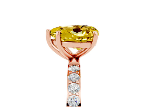 Rose gold Heart Cut Yellow Sapphire Solitaire Ring with Pave Band and Four Prong Setting_53
