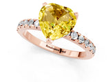 Rose gold Heart Cut Yellow Sapphire Solitaire Ring with Round  Pavé Band and Four-Prong Setting_45