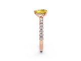 Rose gold Heart Cut Yellow Sapphire Solitaire Ring with Round  Pavé Band and Four-Prong Setting_46