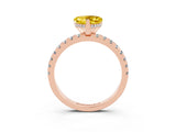 Rose gold Heart Cut Yellow Sapphire Solitaire Ring with Round  Pavé Band and Four-Prong Setting_47