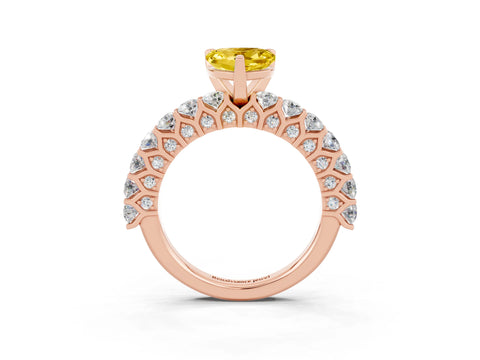 Rose gold Heart Cut Yellow Sapphire Solitaire Ring with Shared Prong Pavé Band and Four-Prong Setting_15