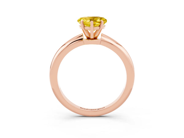 Rose gold Heart Cut Yellow Sapphire Solitaire Ring with Six-Prong Setting and Classic Band