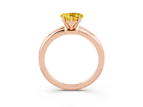 Rose gold Heart Cut Yellow Sapphire Solitaire Ring with Six-Prong Setting and Classic Band_3
