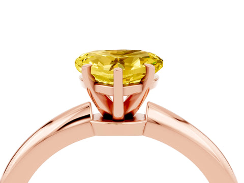 Rose gold Heart Cut Yellow Sapphire Solitaire Ring with Six-Prong Setting and Classic Band_4