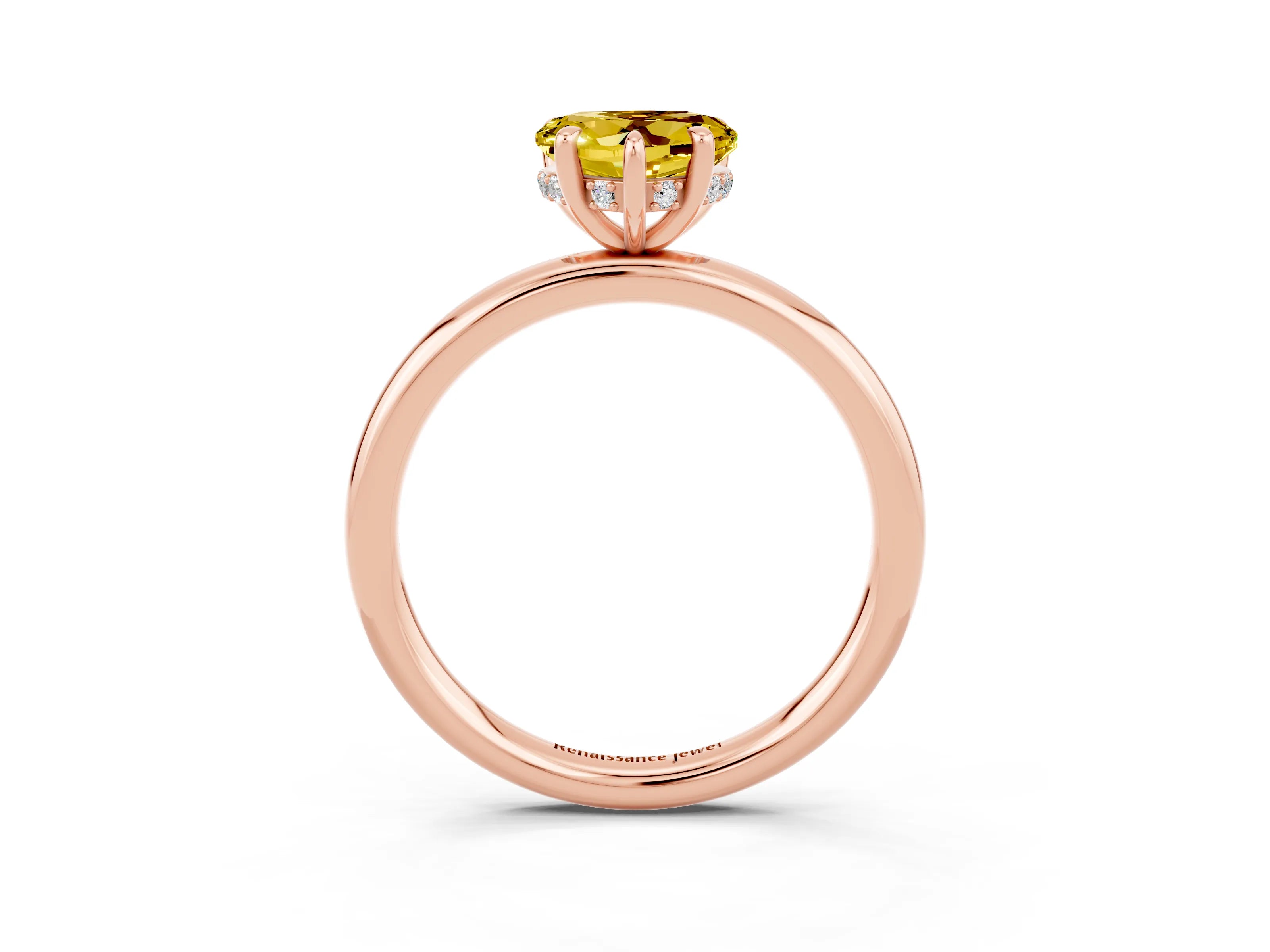 Rose gold Heart Cut Yellow Sapphire Solitaire Ring with Thin Band and Four-Prong Setting_27