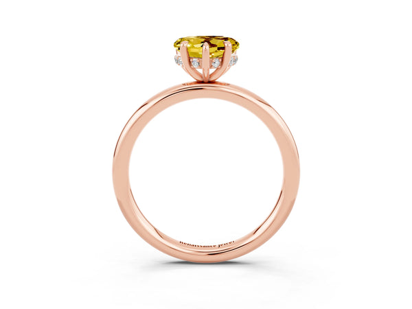 Rose gold Heart Cut Yellow Sapphire Solitaire Ring with Thin Band and Four-Prong Setting