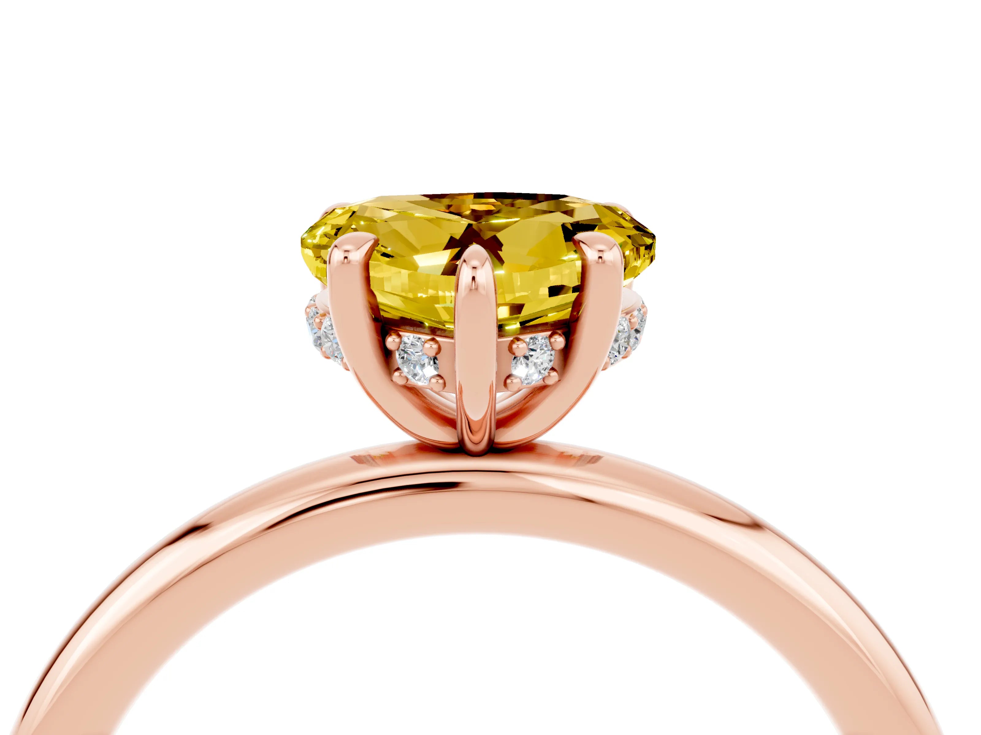 Rose gold Heart Cut Yellow Sapphire Solitaire Ring with Thin Band and Four-Prong Setting_28