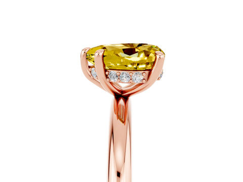 Rose gold Heart Cut Yellow Sapphire Solitaire Ring with Thin Band and Four-Prong Setting_29