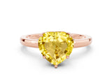 Rose gold Heart Cut Yellow Sapphire Solitaire Ring with Thin Band and Prong Setting_12