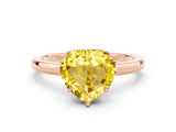 Rose gold Heart Cut Yellow Sapphire Solitaire Ring with Thin Band and Prong Setting_24