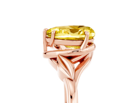 Rose gold Heart Cut Yellow Sapphire Solitaire Ring with Twist Band and Four-Prong Setting_29