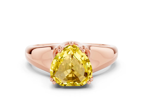 Rose gold Heart Cut Yellow Sapphire Solitaire Ring with Wide Band and Prong Setting_24
