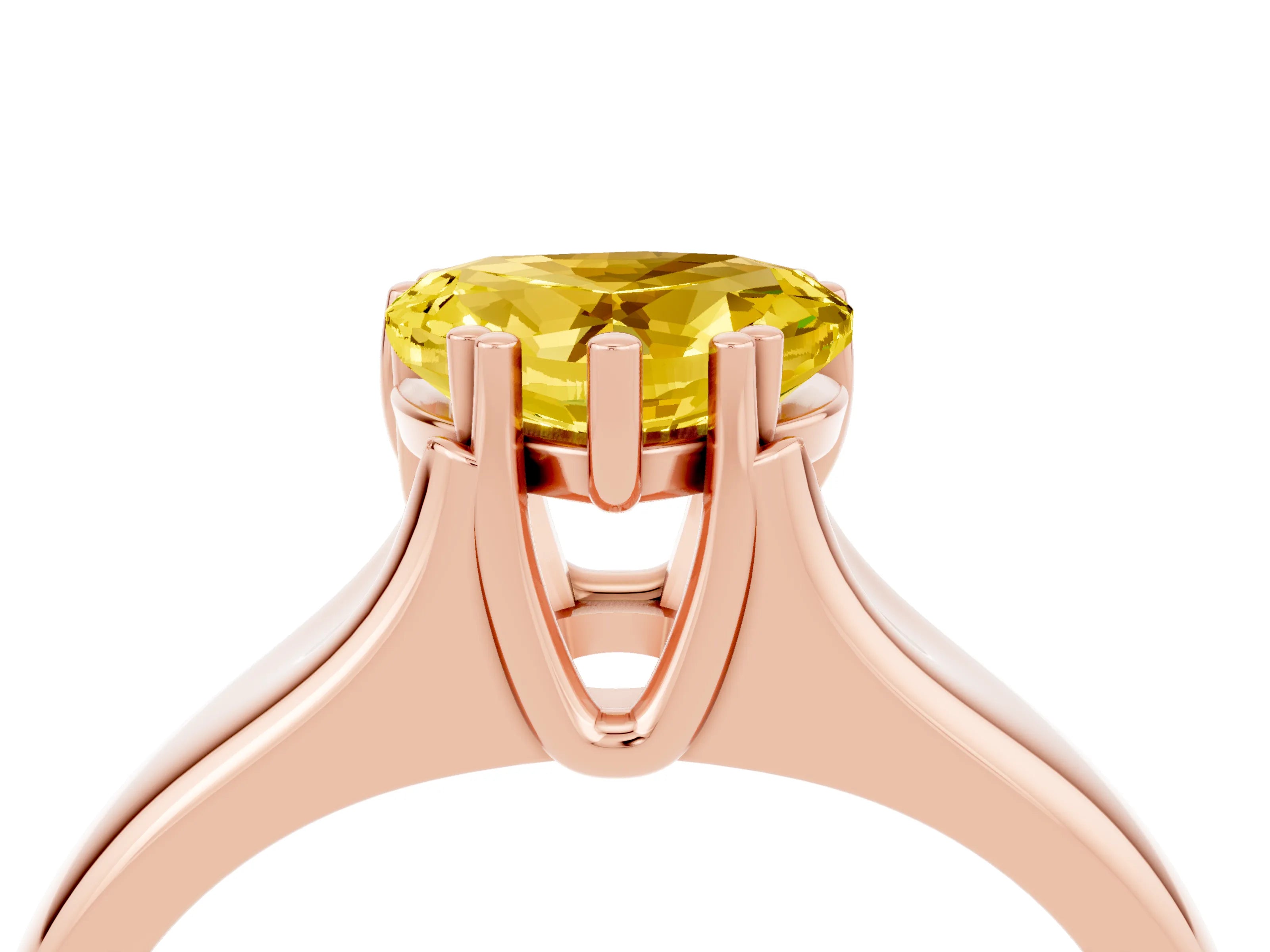 Rose gold Heart Cut Yellow Sapphire Solitaire Ring with Wide Band and Prong Setting_28