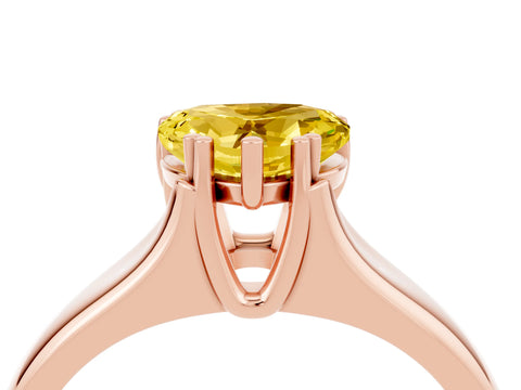 Rose gold Heart Cut Yellow Sapphire Solitaire Ring with Wide Band and Prong Setting_28