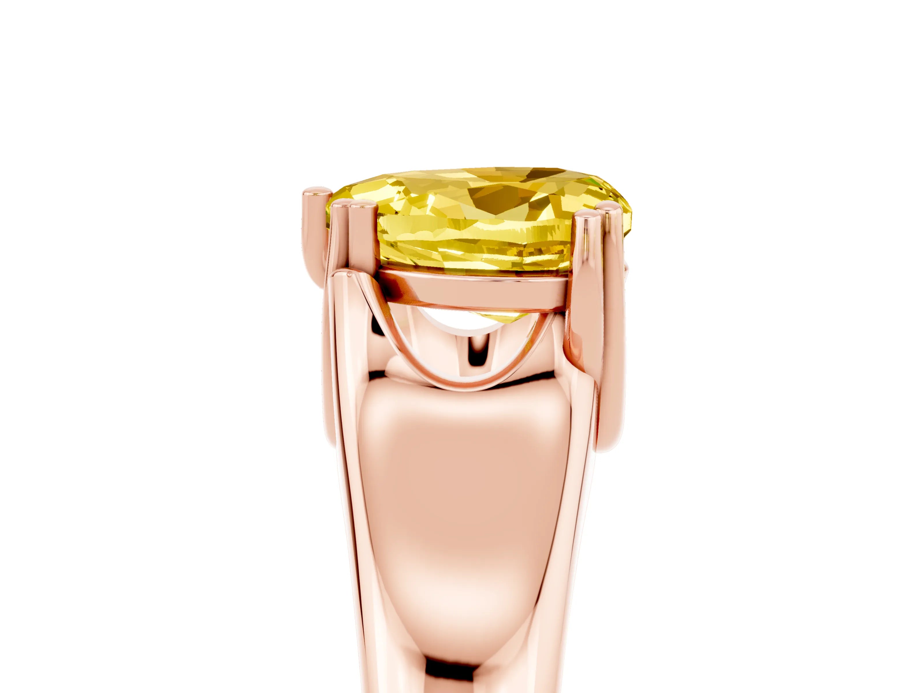 Rose gold Heart Cut Yellow Sapphire Solitaire Ring with Wide Band and Prong Setting_29