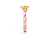 Rose gold Heart Cut Yellow Sapphire Solitaire Twist Band Prong Setting Ring_74