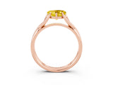 Rose gold Heart Cut Yellow Sapphire Solitaire Twist Band Prong Setting Ring_75