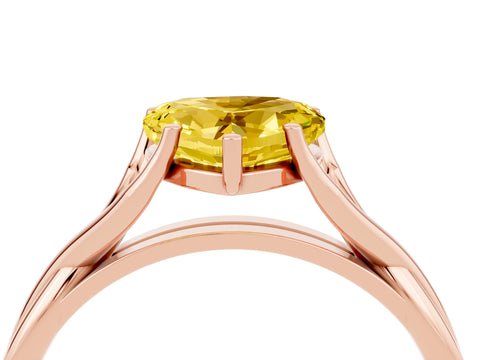 Rose gold Heart Cut Yellow Sapphire Solitaire Twist Band Prong Setting Ring_76