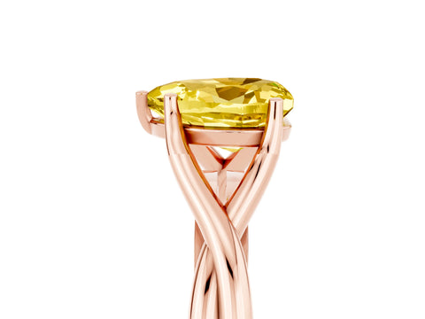 Rose gold Heart Cut Yellow Sapphire Solitaire Twist Band Prong Setting Ring_77