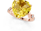 Rose gold Heart Cut Yellow Sapphire Solitaire Twisted Band with Round  Accents and Prong Setting_13