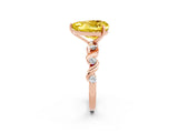 Rose gold Heart Cut Yellow Sapphire Solitaire Twisted Band with Round  Accents and Prong Setting_14