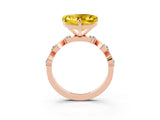 Rose gold Heart Cut Yellow Sapphire Solitaire Twisted Band with Round  Accents and Prong Setting_15