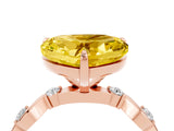 Rose gold Heart Cut Yellow Sapphire Solitaire Twisted Band with Round  Accents and Prong Setting_16