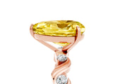 Rose gold Heart Cut Yellow Sapphire Solitaire Twisted Band with Round  Accents and Prong Setting_17