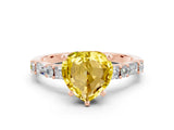 Rose gold Heart Cut Yellow Sapphire Solitaire with Side Baguettes and Channel Set Band_24