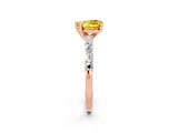 Rose gold Heart Cut Yellow Sapphire Solitaire with Side Baguettes and Channel Set Band_26