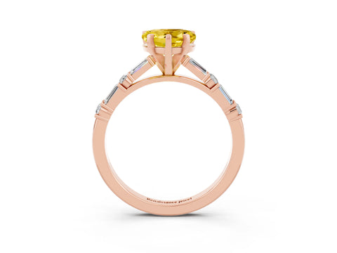 Rose gold Heart Cut Yellow Sapphire Solitaire with Side Baguettes and Channel Set Band_27