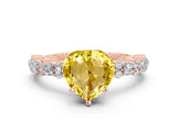 Rose gold Heart Cut Yellow Sapphire Solitaire with Side Stones, Pave Band, Four-Prong Setting_60