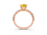 Rose gold Heart Cut Yellow Sapphire Solitaire with Side Stones, Pave Band, Four-Prong Setting_63