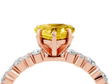 Rose gold Heart Cut Yellow Sapphire Solitaire with Side Stones, Pave Band, Four-Prong Setting_64