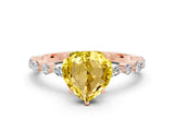 Rose gold Heart Cut Yellow Sapphire Solitaire with Side Stones on a Pavé Band and Four-Prong Setting_24