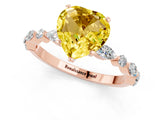 Rose gold Heart Cut Yellow Sapphire Solitaire with Side Stones on a Pavé Band and Four-Prong Setting_25