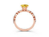 Rose gold Heart Cut Yellow Sapphire Solitaire with Side Stones on a Pavé Band and Four-Prong Setting_27