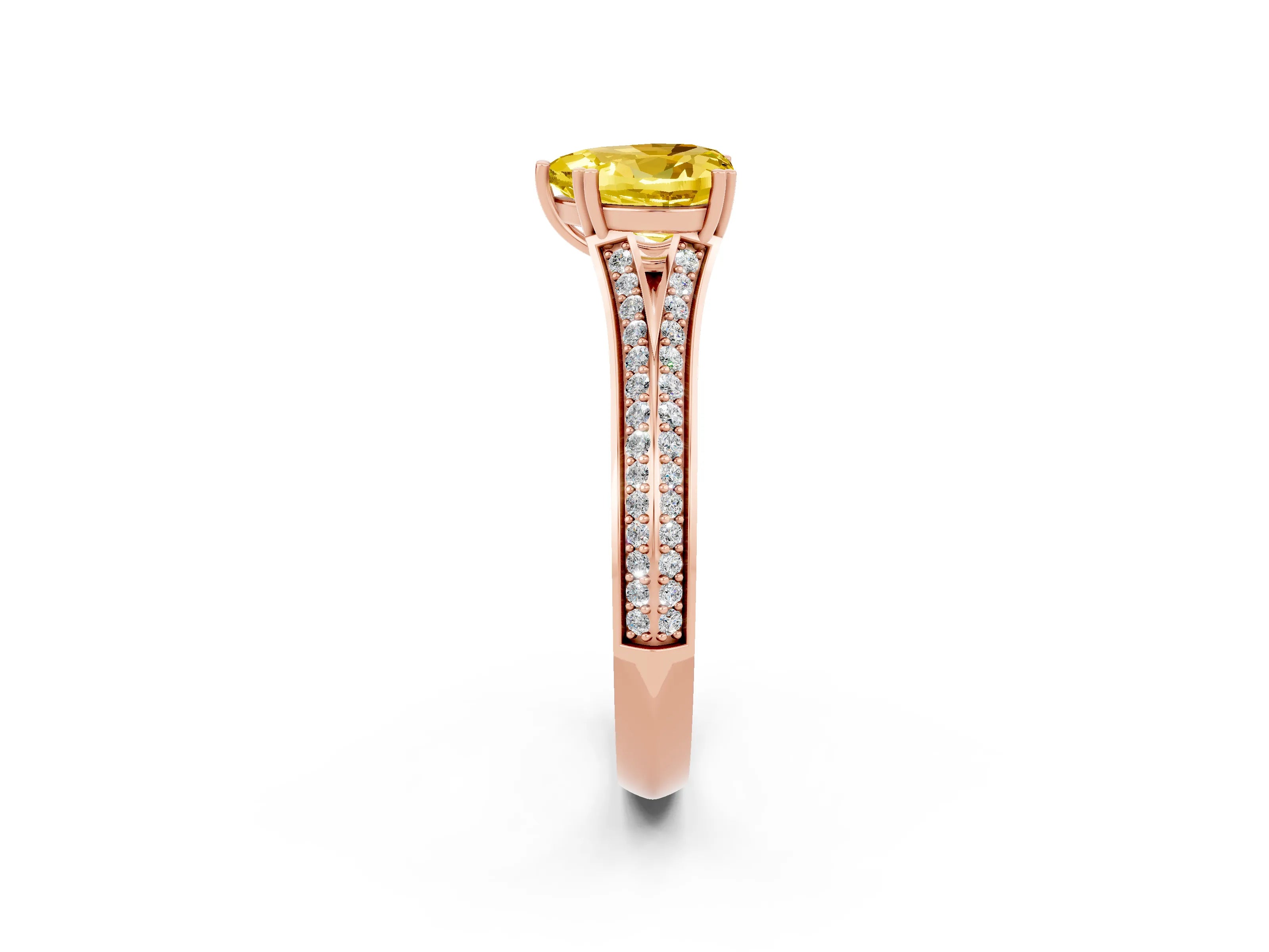 Rose gold Heart Cut Yellow Sapphire Split Shank Engagement Ring with Pavé Band_26