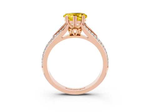 Rose gold Heart Cut Yellow Sapphire Split Shank Engagement Ring with Pavé Band_27